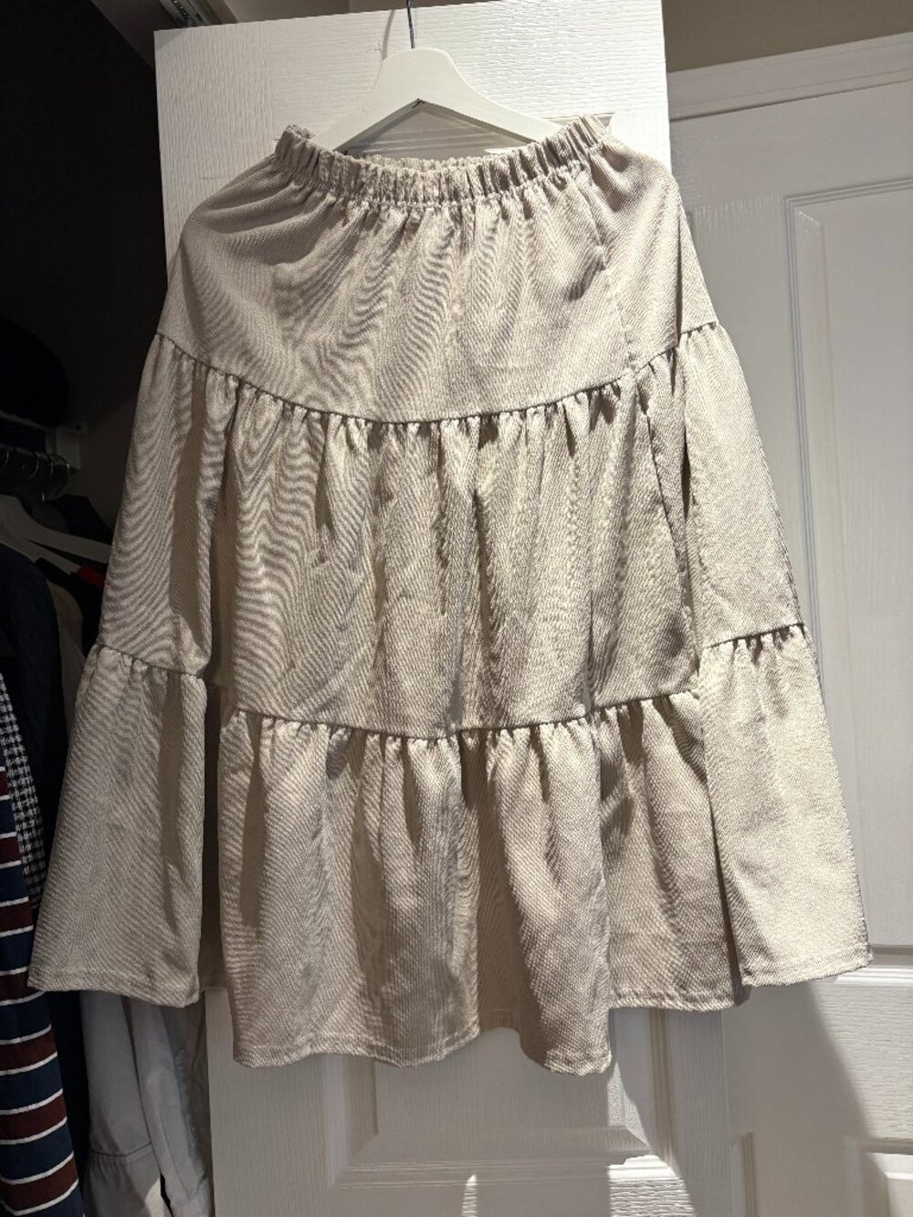 Beige tiered maxi skirt